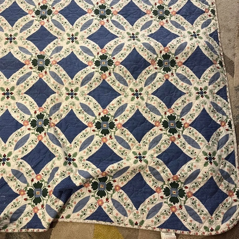 Vtg Dan River Floral Quilt Bedspread Comforter Coverlet Twin Made in USA